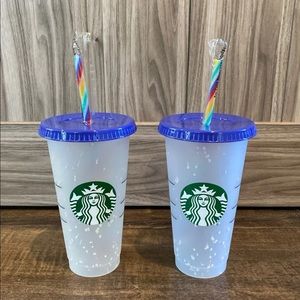 2 Starbucks 2020 Color Changing Confetti Cups